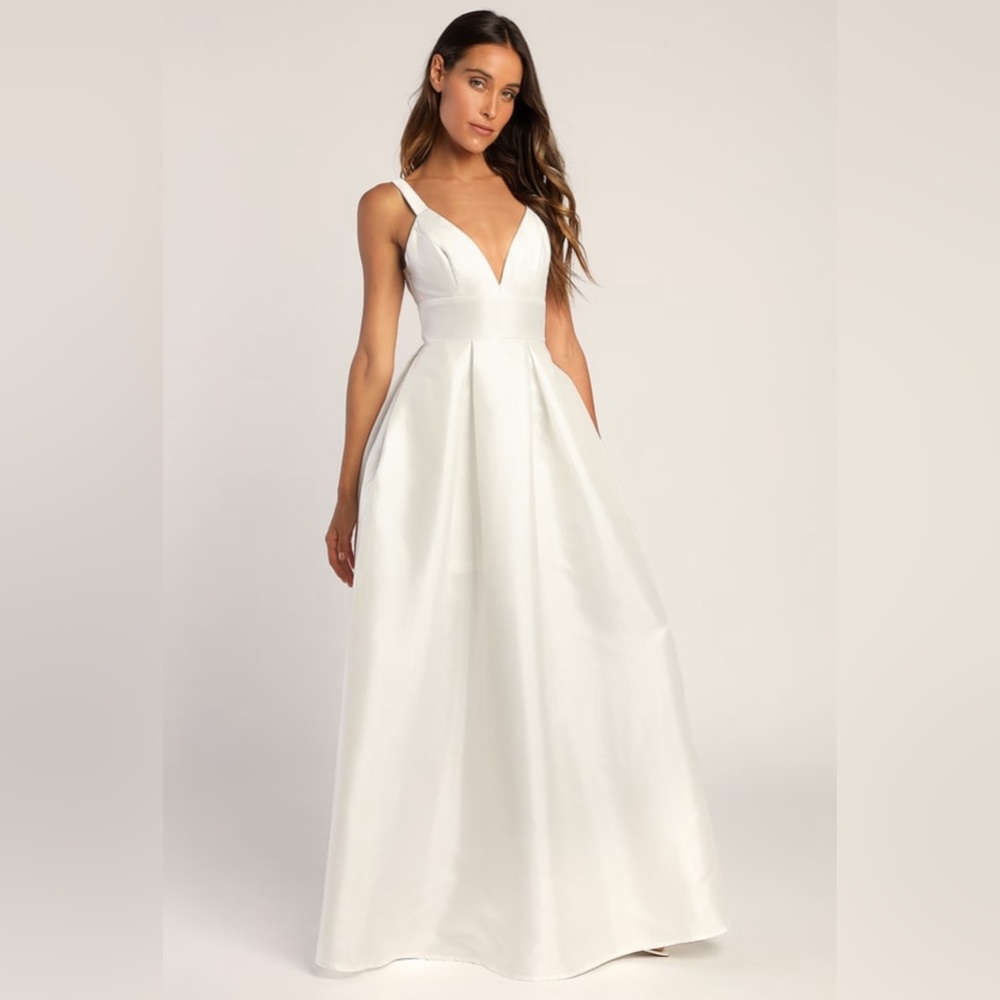LULU’s Maniju M Ready for Romance white Sleeveless Maxi Wedding Dress